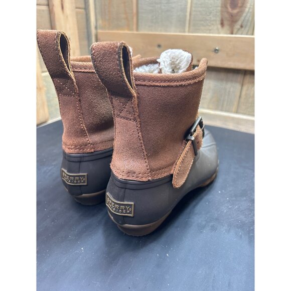 Sperry Womens Top-Sider Rip Waterproof Rubber Boots Brown Faux Fur Lined Size 6 - Picture 4 of 8